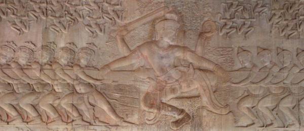 Représentation de Vishnu menant le combat contre les démons